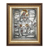 Икона Тихвинской Богоматери с изображением явления Пресвятой Богородицы пономарю Георгию